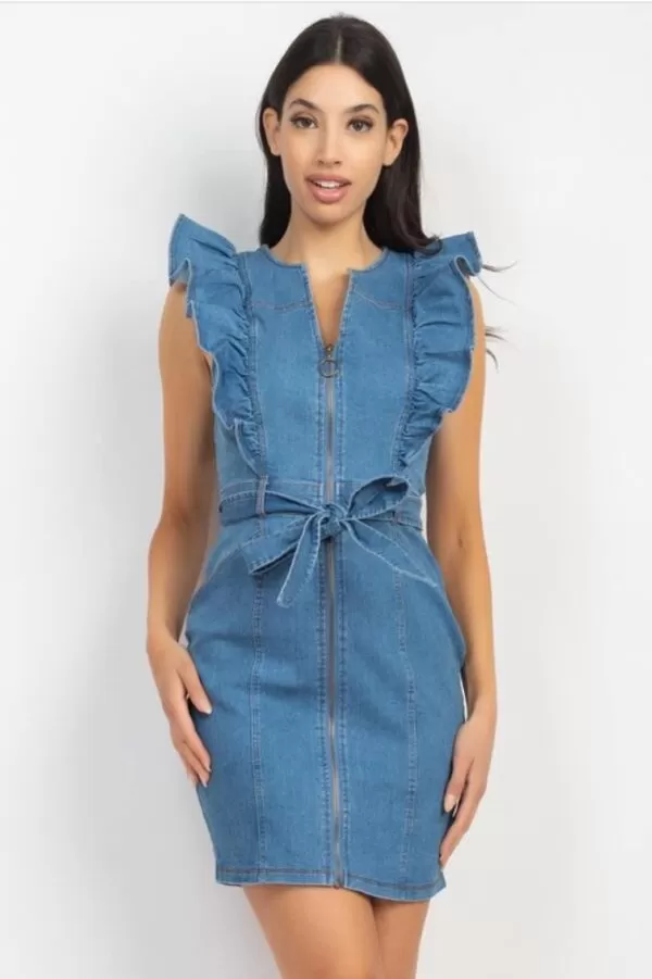 Ruffle Denim Dress