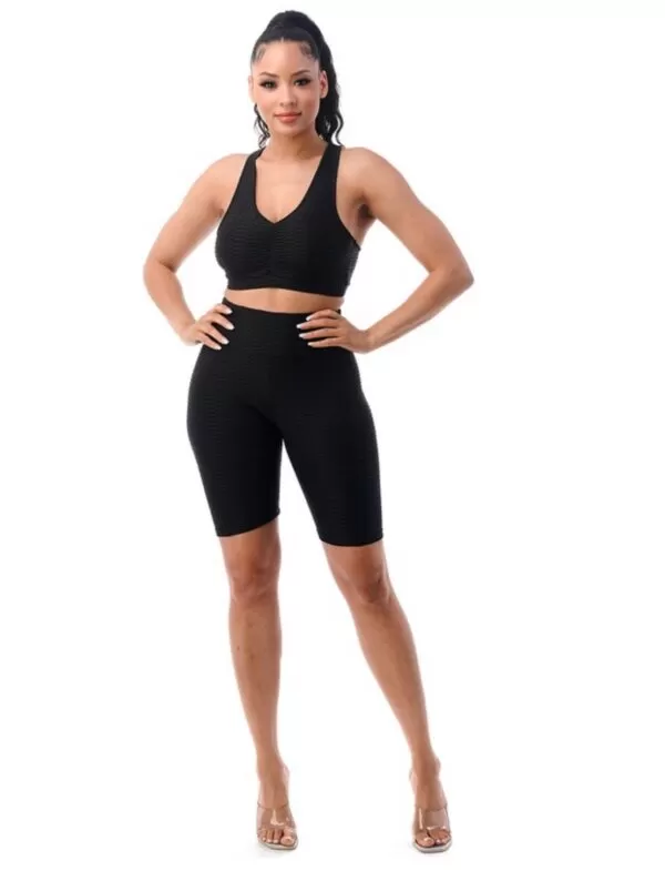 Honey Comb Racer Back Biker Short Set - Image 3
