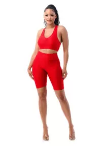 Honey Comb Racer Back Biker Short Set