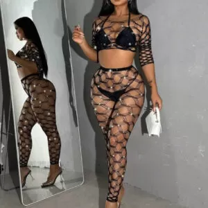 Rhinestone 2pc Nylon Set